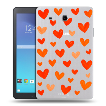 Силиконовый чехол на Samsung Galaxy Tab E 9.6 с принтом Сердечки