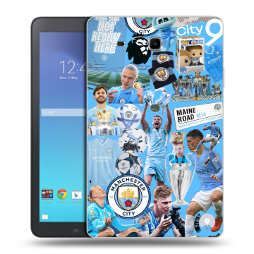 Силиконовый чехол на Samsung Galaxy Tab E 9.6 с принтом Man City Манчестер Сити