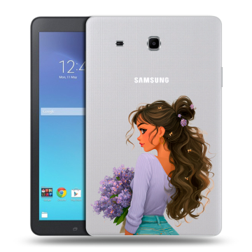 Силиконовый чехол на Samsung Galaxy Tab E 9.6 с принтом девушка цветы