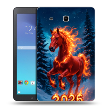 Силиконовый чехол на Samsung Galaxy Tab E 9.6 с принтом Новый год коня