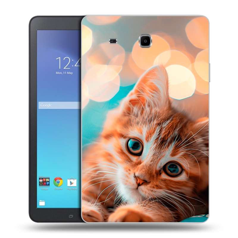Силиконовый чехол на Samsung Galaxy Tab E 9.6 с принтом котик Силиконовый чехол на Samsung Galaxy Tab E 9.6 с принтом котик