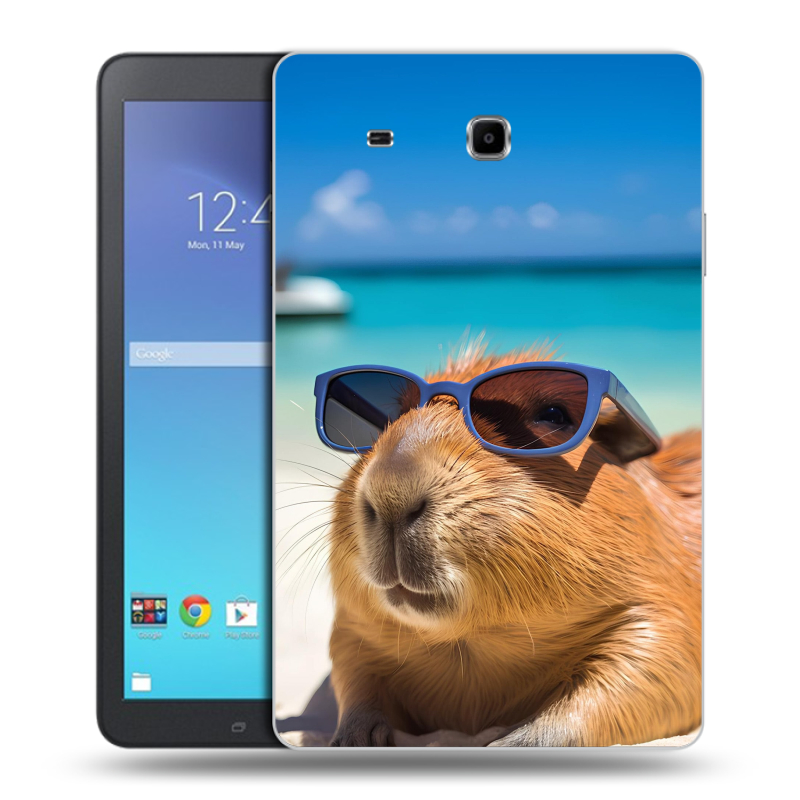 Силиконовый чехол на Samsung Galaxy Tab E 9.6 с принтом Капибара Силиконовый чехол на Samsung Galaxy Tab E 9.6 с принтом Капибара