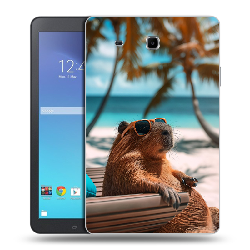 Силиконовый чехол на Samsung Galaxy Tab E 9.6 с принтом Капибара Силиконовый чехол на Samsung Galaxy Tab E 9.6 с принтом Капибара