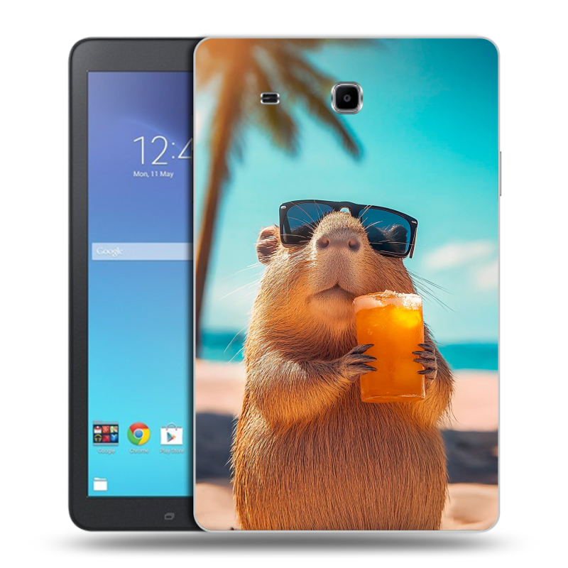 Силиконовый чехол на Samsung Galaxy Tab E 9.6 с принтом Капибара Силиконовый чехол на Samsung Galaxy Tab E 9.6 с принтом Капибара