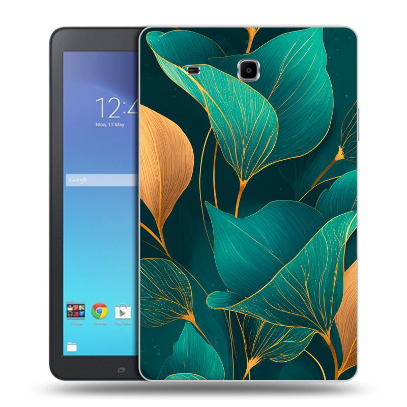 Силиконовый чехол на Samsung Galaxy Tab E 9.6 с принтом Листья и золото Силиконовый чехол на Samsung Galaxy Tab E 9.6 с принтом Листья и золото