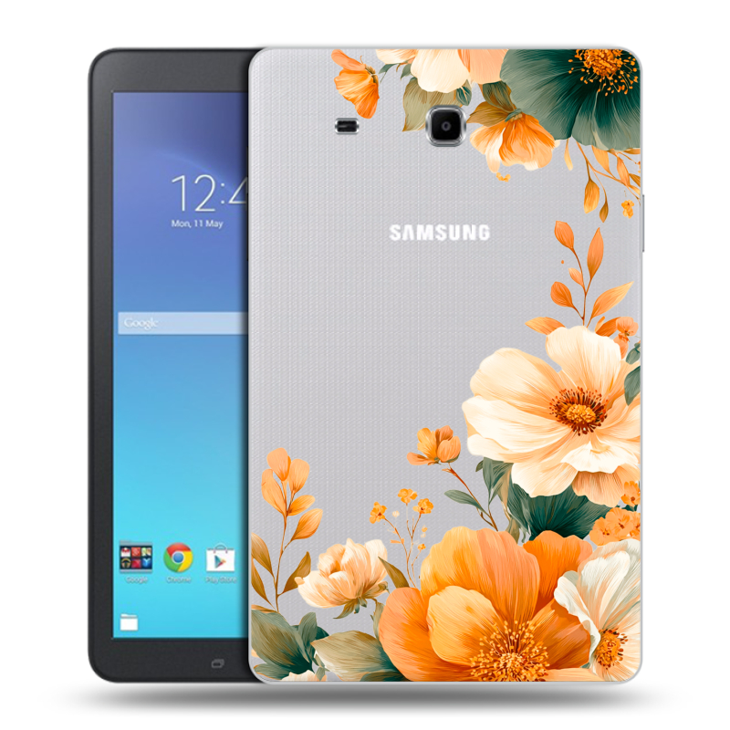 Силиконовый чехол на Samsung Galaxy Tab E 9.6 с принтом Цветы принт Силиконовый чехол на Samsung Galaxy Tab E 9.6 с принтом Цветы принт