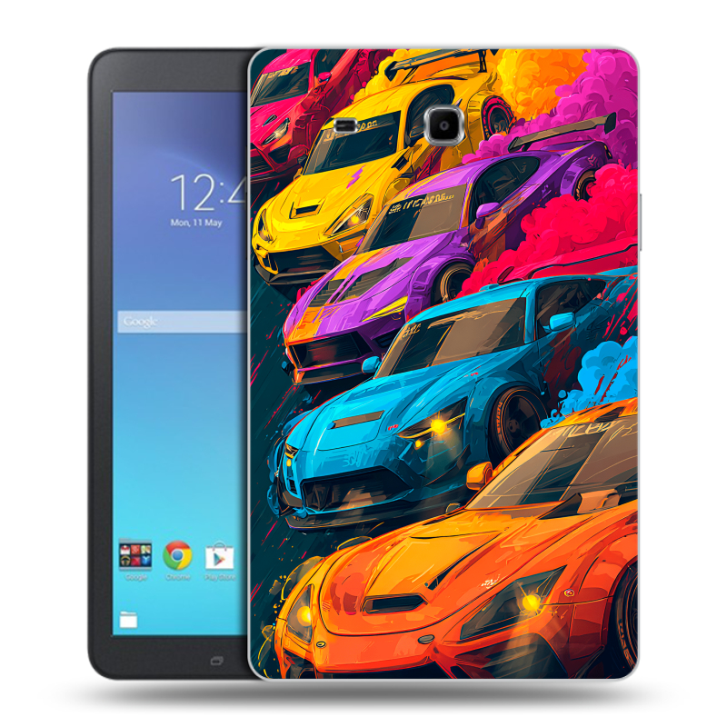 Силиконовый чехол на Samsung Galaxy Tab E 9.6 с принтом Тачки Силиконовый чехол на Samsung Galaxy Tab E 9.6 с принтом Тачки