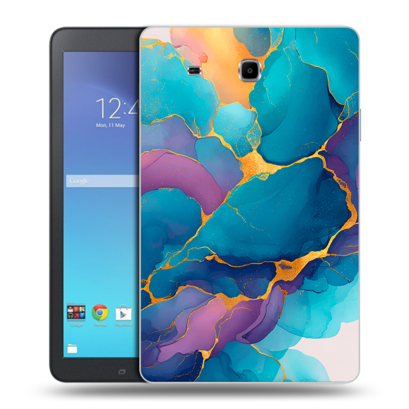 Силиконовый чехол на Samsung Galaxy Tab E 9.6 с принтом Мрамор блестки Силиконовый чехол на Samsung Galaxy Tab E 9.6 с принтом Мрамор блестки