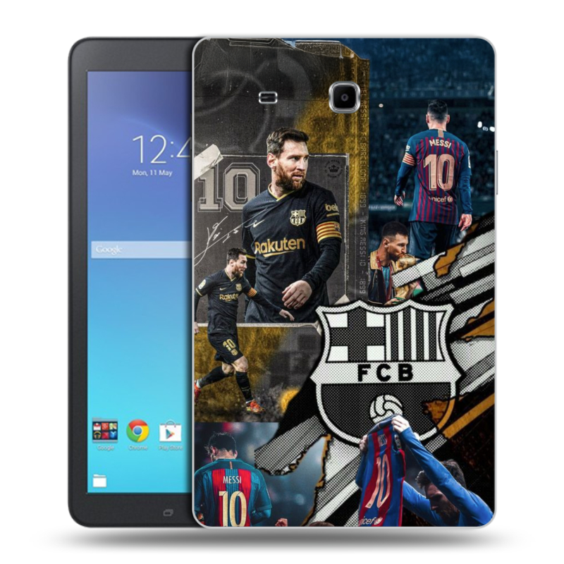 Силиконовый чехол на Samsung Galaxy Tab E 9.6 с принтом Messi Barcelona Силиконовый чехол на Samsung Galaxy Tab E 9.6 с принтом Messi Barcelona