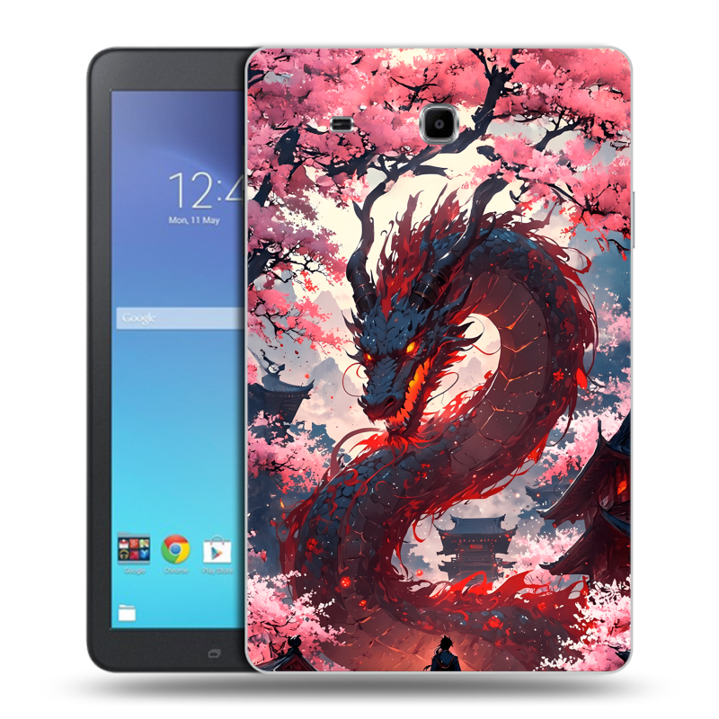 Силиконовый чехол на Samsung Galaxy Tab E 9.6 с принтом Дракон Японский Силиконовый чехол на Samsung Galaxy Tab E 9.6 с принтом Дракон Японский