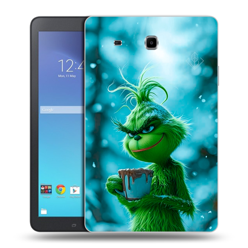 Силиконовый чехол на Samsung Galaxy Tab E 9.6 с принтом Новый год гринч Силиконовый чехол на Samsung Galaxy Tab E 9.6 с принтом Новый год гринч