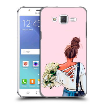 Силиконовый чехол на Samsung Galaxy J5 с принтом Девушка и букет