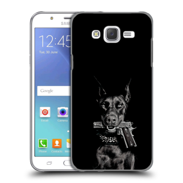 Силиконовый чехол на Samsung Galaxy J5 с принтом Доберман и пистолет