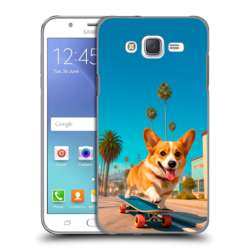 Силиконовый чехол на Samsung Galaxy J5 с принтом Корги на скейте Силиконовый чехол на Samsung Galaxy J5 с принтом Корги на скейте