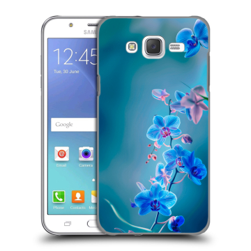 Силиконовый чехол на Samsung Galaxy J5 с принтом Голубые цветы Силиконовый чехол на Samsung Galaxy J5 с принтом Голубые цветы