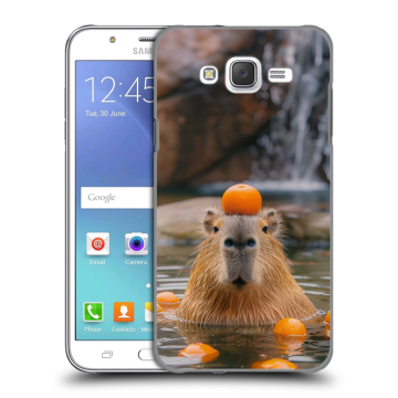 Силиконовый чехол на Samsung Galaxy J5 с принтом Капибара с апельсином Силиконовый чехол на Samsung Galaxy J5 с принтом Капибара с апельсином