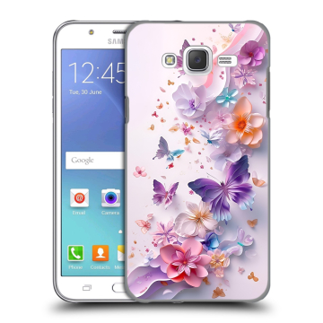 Силиконовый чехол на Samsung Galaxy J5 с принтом цветы бабочки