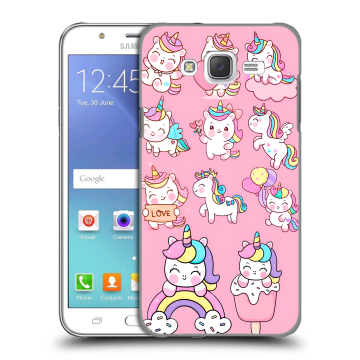 Силиконовый чехол на Samsung Galaxy J5 с принтом Единороги и радуга Силиконовый чехол на Samsung Galaxy J5 с принтом Единороги и радуга