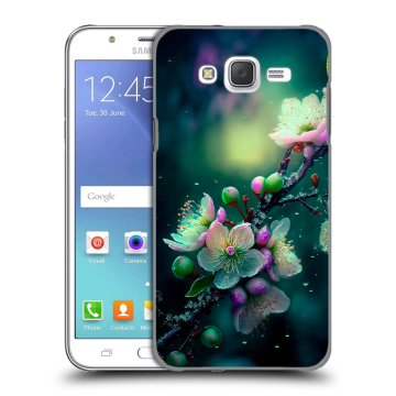 Силиконовый чехол на Samsung Galaxy J5 с принтом Цветы и мрамор