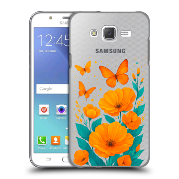 Силиконовый чехол на Samsung Galaxy J5 с принтом цветы бабочки Силиконовый чехол на Samsung Galaxy J5 с принтом цветы бабочки