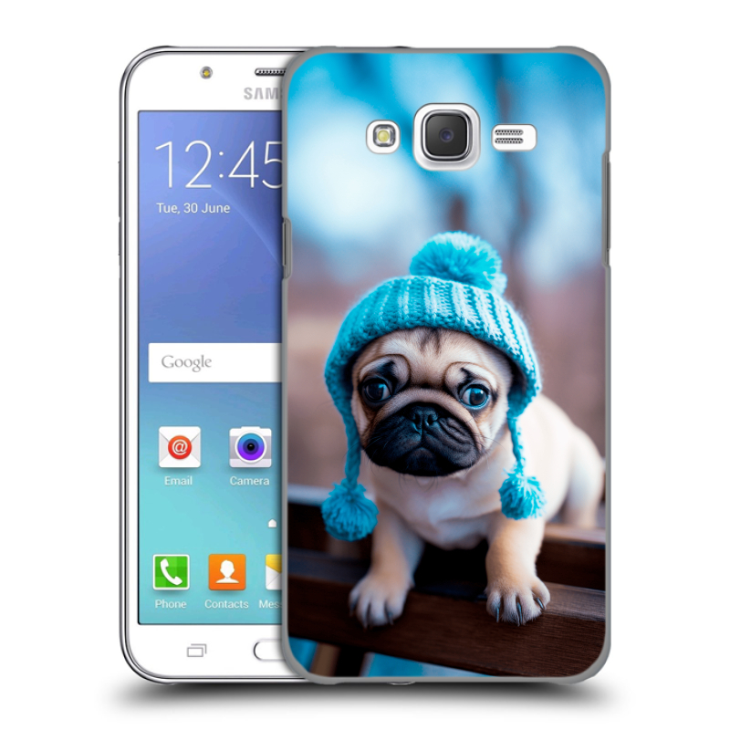 Силиконовый чехол на Samsung Galaxy J5 с принтом Мопс в шапке Силиконовый чехол на Samsung Galaxy J5 с принтом Мопс в шапке