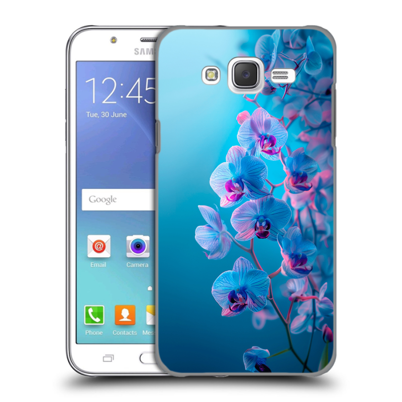Пластиковый чехол на Samsung Galaxy J5 с принтом голубые орхидеи Пластиковый чехол на Samsung Galaxy J5 с принтом голубые орхидеи