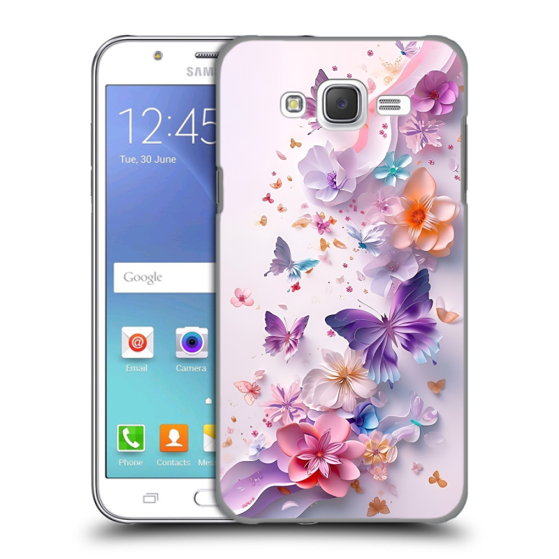 Пластиковый чехол на Samsung Galaxy J5 с принтом цветы бабочки Пластиковый чехол на Samsung Galaxy J5 с принтом цветы бабочки