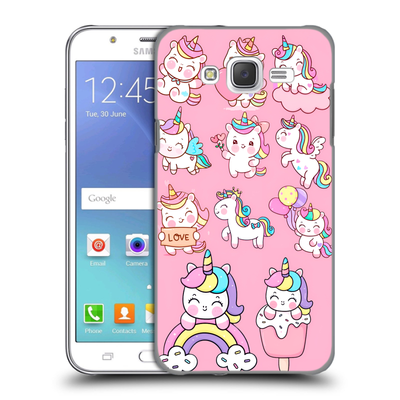 Пластиковый чехол на Samsung Galaxy J5 с принтом Единороги и радуга Пластиковый чехол на Samsung Galaxy J5 с принтом Единороги и радуга