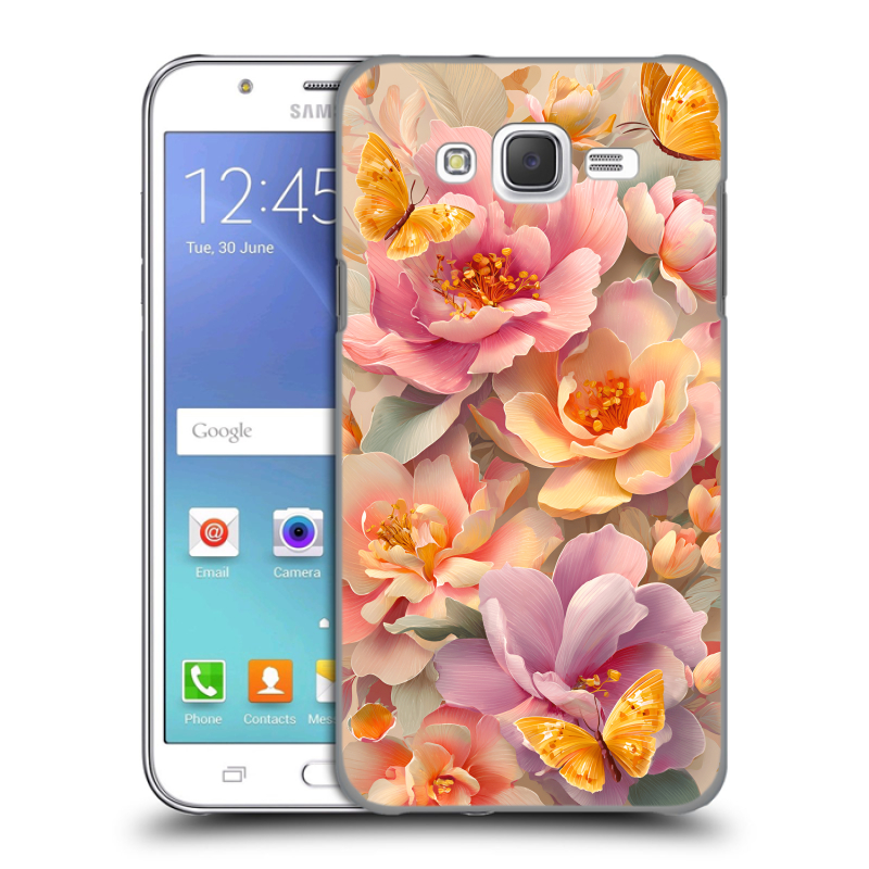 Силиконовый чехол на Samsung Galaxy J5 с принтом Цветы и бабочки Силиконовый чехол на Samsung Galaxy J5 с принтом Цветы и бабочки