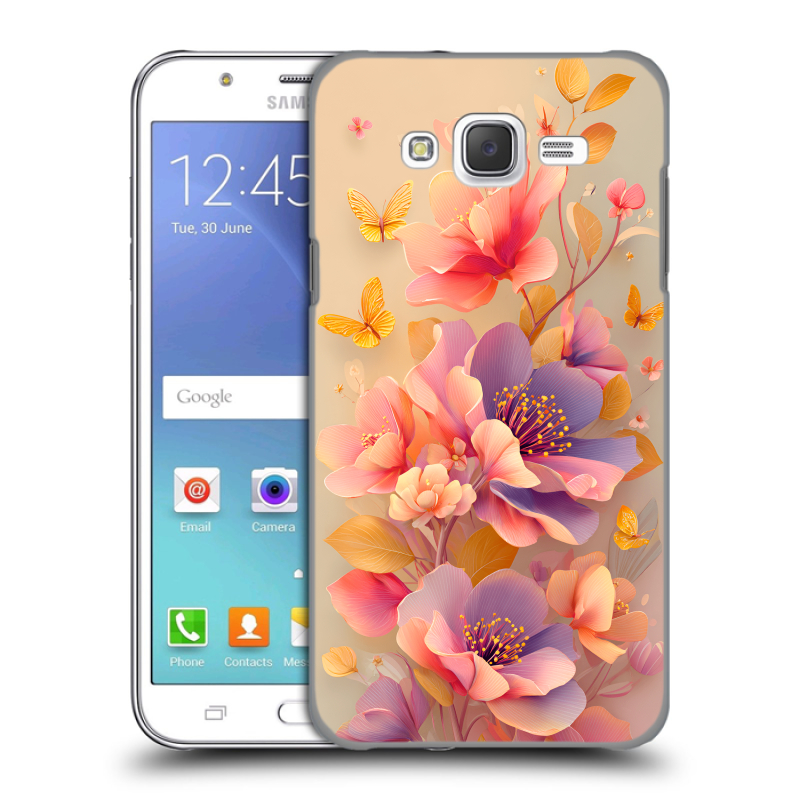 Силиконовый чехол на Samsung Galaxy J5 с принтом Цветы и бабочки Силиконовый чехол на Samsung Galaxy J5 с принтом Цветы и бабочки