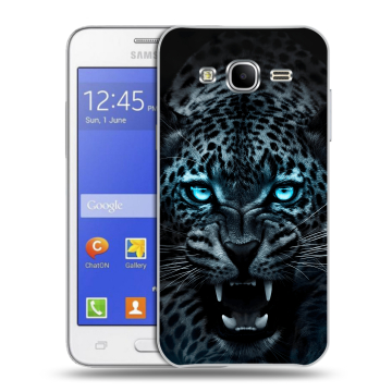 Пластиковый чехол на Samsung Galaxy J7 с принтом Темный леопард Пластиковый чехол на Samsung Galaxy J7 с принтом Темный леопард