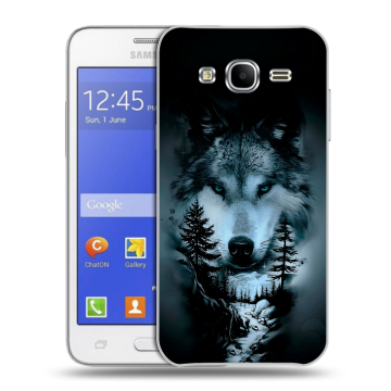 Пластиковый чехол на Samsung Galaxy J7 с принтом Лесной волк Пластиковый чехол на Samsung Galaxy J7 с принтом Лесной волк