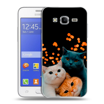 Пластиковый чехол на Samsung Galaxy J7 с принтом Кошки Пластиковый чехол на Samsung Galaxy J7 с принтом Кошки