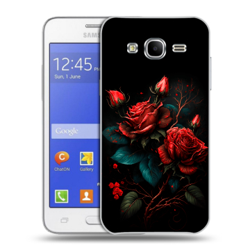 Пластиковый чехол на Samsung Galaxy J7 с принтом Розы красные Пластиковый чехол на Samsung Galaxy J7 с принтом Розы красные