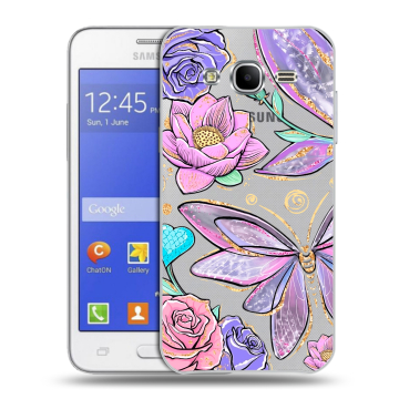Пластиковый чехол на Samsung Galaxy J7 с принтом Бабочки и цветы Пластиковый чехол на Samsung Galaxy J7 с принтом Бабочки и цветы