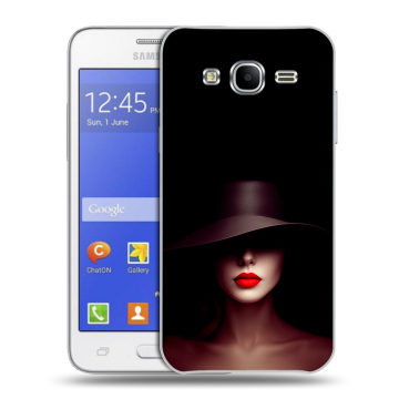 Пластиковый чехол на Samsung Galaxy J7 с принтом Девушка в шляпе Пластиковый чехол на Samsung Galaxy J7 с принтом Девушка в шляпе