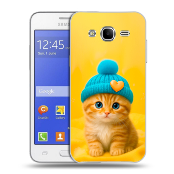 Пластиковый чехол на Samsung Galaxy J7 с принтом Котенок в шапке Пластиковый чехол на Samsung Galaxy J7 с принтом Котенок в шапке