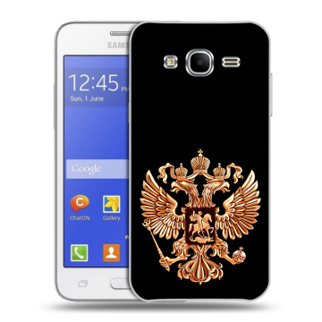 Пластиковый чехол на Samsung Galaxy J7 с принтом Герб России золотой Пластиковый чехол на Samsung Galaxy J7 с принтом Герб России золотой