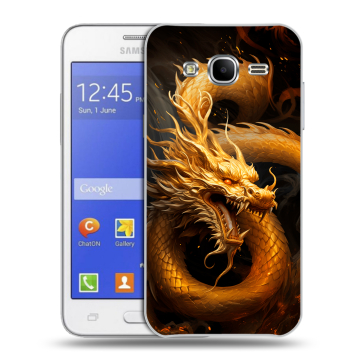 Пластиковый чехол на Samsung Galaxy J7 с принтом Золотой дракон Пластиковый чехол на Samsung Galaxy J7 с принтом Золотой дракон