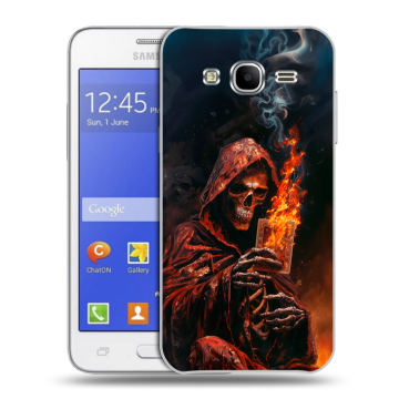Пластиковый чехол на Samsung Galaxy J7 с принтом Скелет и карты Пластиковый чехол на Samsung Galaxy J7 с принтом Скелет и карты