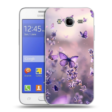 Пластиковый чехол на Samsung Galaxy J7 с принтом бабочки и лаванда Пластиковый чехол на Samsung Galaxy J7 с принтом бабочки и лаванда