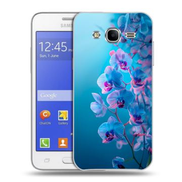 Пластиковый чехол на Samsung Galaxy J7 с принтом голубые орхидеи Пластиковый чехол на Samsung Galaxy J7 с принтом голубые орхидеи