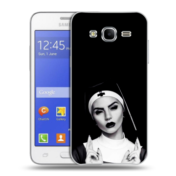 Пластиковый чехол на Samsung Galaxy J7 с принтом монашка Пластиковый чехол на Samsung Galaxy J7 с принтом монашка