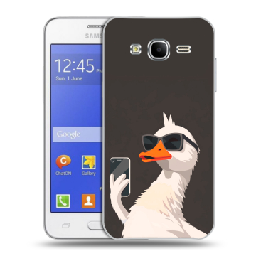 Пластиковый чехол на Samsung Galaxy J7 с принтом утка в очках Пластиковый чехол на Samsung Galaxy J7 с принтом утка в очках