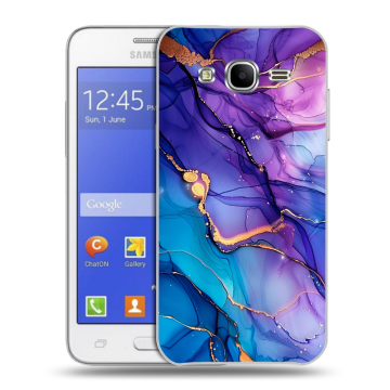 Пластиковый чехол на Samsung Galaxy J7 с принтом синий мрамор Пластиковый чехол на Samsung Galaxy J7 с принтом синий мрамор