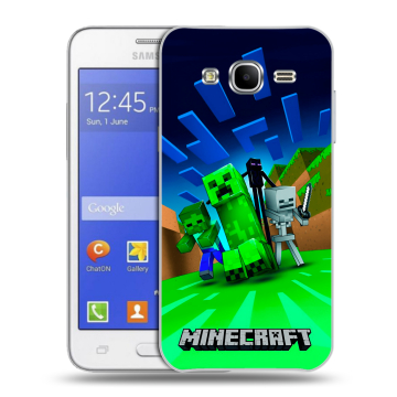 Пластиковый чехол на Samsung Galaxy J7 с принтом Майнкрафт Пластиковый чехол на Samsung Galaxy J7 с принтом Майнкрафт
