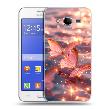 Пластиковый чехол на Samsung Galaxy J7 с принтом бабочки розовые Пластиковый чехол на Samsung Galaxy J7 с принтом бабочки розовые