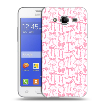 Пластиковый чехол на Samsung Galaxy J7 с принтом Розовые бантики Пластиковый чехол на Samsung Galaxy J7 с принтом Розовые бантики