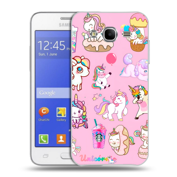 Пластиковый чехол на Samsung Galaxy J7 с принтом розовые единороги Пластиковый чехол на Samsung Galaxy J7 с принтом розовые единороги