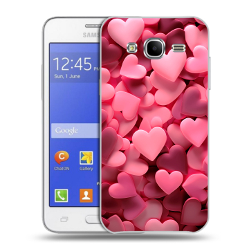 Пластиковый чехол на Samsung Galaxy J7 с принтом розовые сердечки Пластиковый чехол на Samsung Galaxy J7 с принтом розовые сердечки